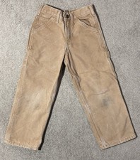 Carhartt YYB111 BRN Flannel Lined Pants YOUTH Size 8 Regular Dungaree Fit