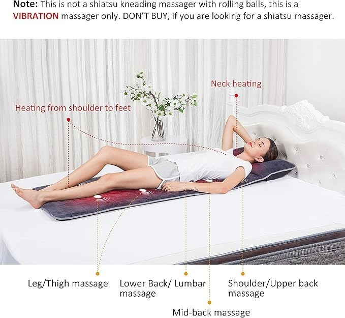 Snailax Massage Mat, Massage cushion 10 Motor Massage Full Body Massager 1405CR6