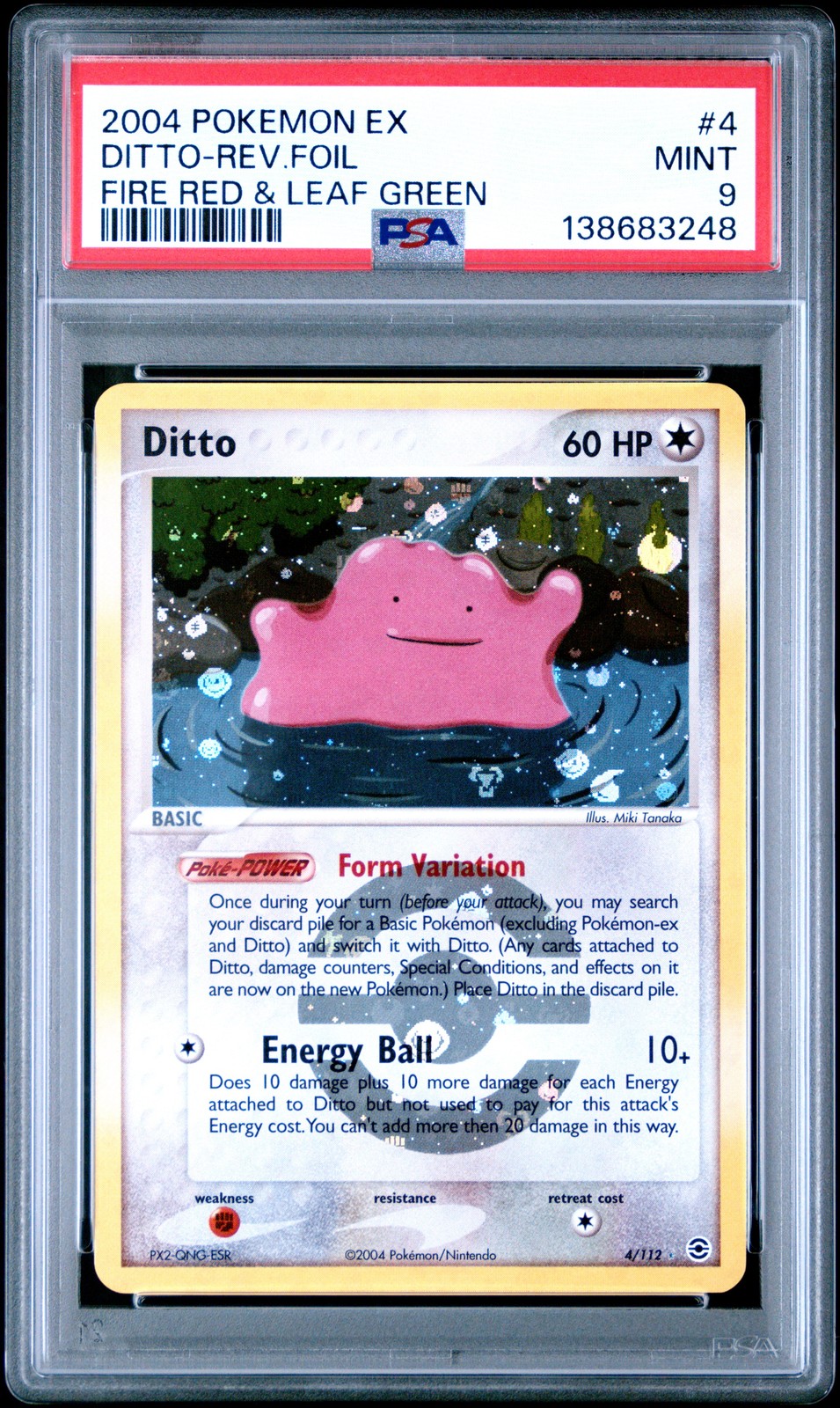 2004 POKEMON EX FIRE RED & LEAF GREEN #4 DITTO-REVERSE FOIL PSA 9