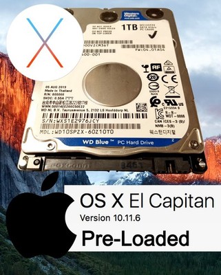 Macbook Pro Hard Drive El Capitan 10.11 1TB HDD 2.5'' 2010 2011 2012 A1278 A1286 