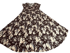 Dress 2X Black Floral Fit & Flare Scoop Neck Jersey Maxi Cottagecore Boho Flowy