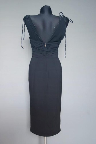 Roberto Cavalli Vintage Black Midi V-neck Dress Size 44 - Picture 6 of 9