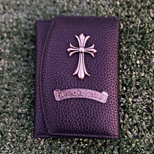 Men's Black Bifold Wallet Cross Logo, ID Window Credit Card Holder Snap