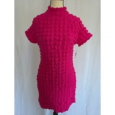 Planet Gold Dress Womens Pink Textured Mock Neck Short Sleeve Mini