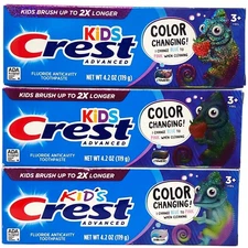 3 Crest Kid's Color Changing Fluoride Toothpaste Strawberry Flavor 4.2 oz