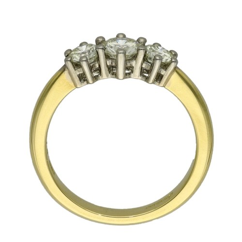Ladies 18ct Yellow Gold 0.75ct Diamond Trilogy Ring - Size M - Picture 2 of 6