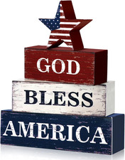 4 Pcs 4Th of July Decorations Patriotic Memorial Day Table Sign Independence Day