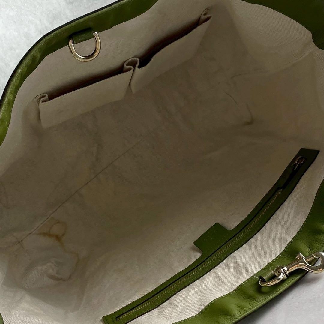 GUCCI NICE GG Canvas Tote Bag Green Unisex Large Capacity Authentic thumbnail 8
