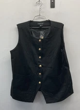 Rachel Zoe Women's Black Stretch Gold Button Waistcoat Vest Size 1X NWT