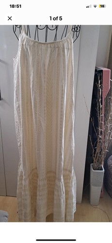 F&F Cream & Gold Summer Dress, Size L Adjustable Straps, New - Picture 9 of 11
