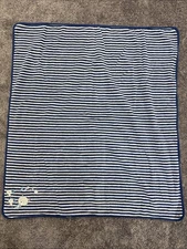 Absorba Teddy Bear & Puppy Kite Baby Receiving Blanket Navy Blue White Stripes