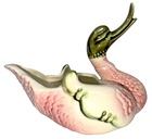 Vintage Hull Pottery Swan Planter Vase Pink and Green Smiling 10 1/2" x 8 1/2"