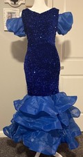 CLOSE OUT SALE—Prom Homecoming formal size small 4 - 6 Blue Dress Sequins