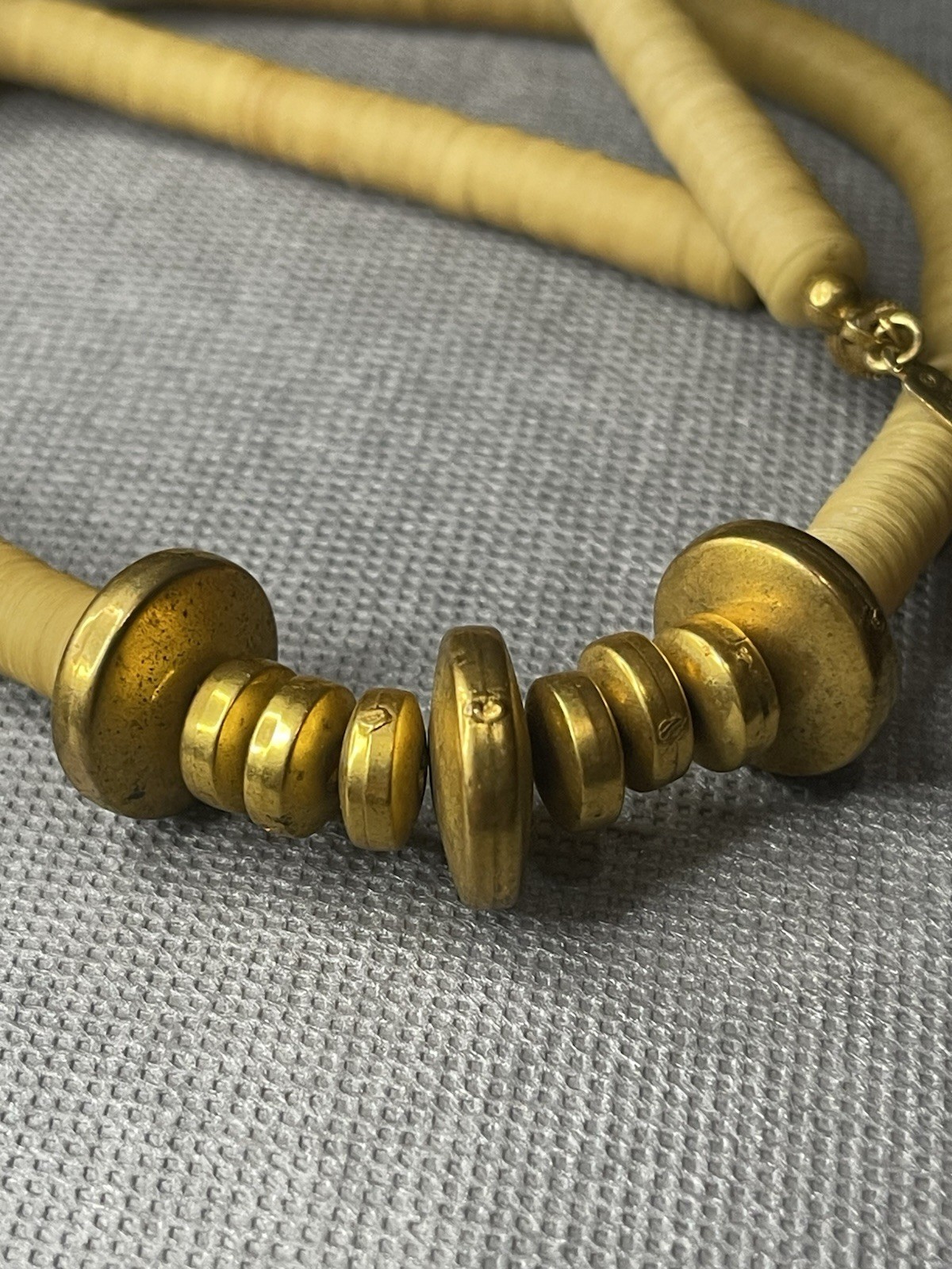 Kenneth Jay Lane Bone Bead Statement Necklace Gol… - image 3