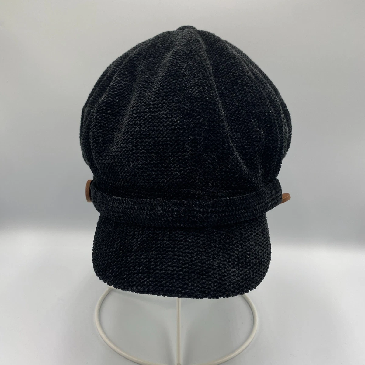 Vintage D&Y cotton paperboy checkered cap button detail raw hem black hat Plaid Newsboy Hats with Chain for Women Ladies Stylish  main image 2