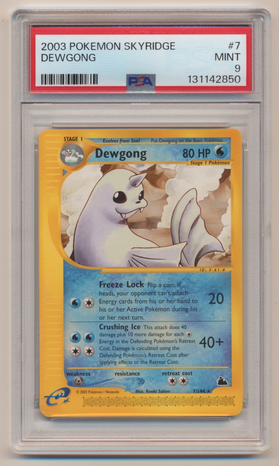 PSA 9 Pokemon Skyridge Rare Dewgong 7/144 MINT Condition!!