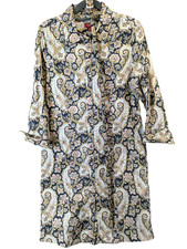 Talbots size 8 Petite Blue Green Paisley Dress Career With Belt Professional