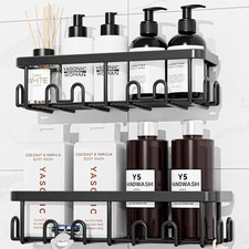 Shower Caddy Adhesive 2-Pack, Rustproof Shower Organizer with Holder, No-Drill