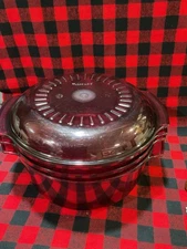 Vintage Tupperware Stack Cooker Deep Ruby Red Color Microwaveable 4 Piece