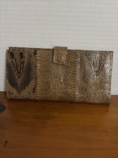 Vintage Tan  Brown Snakeskin Wallet Clutch Bag