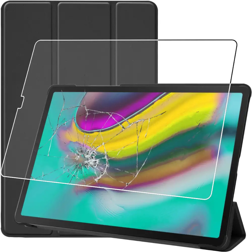 Coque Samsung Galaxy Tab S5e 10.5 Noir avec Verre Trempé Protection Écran