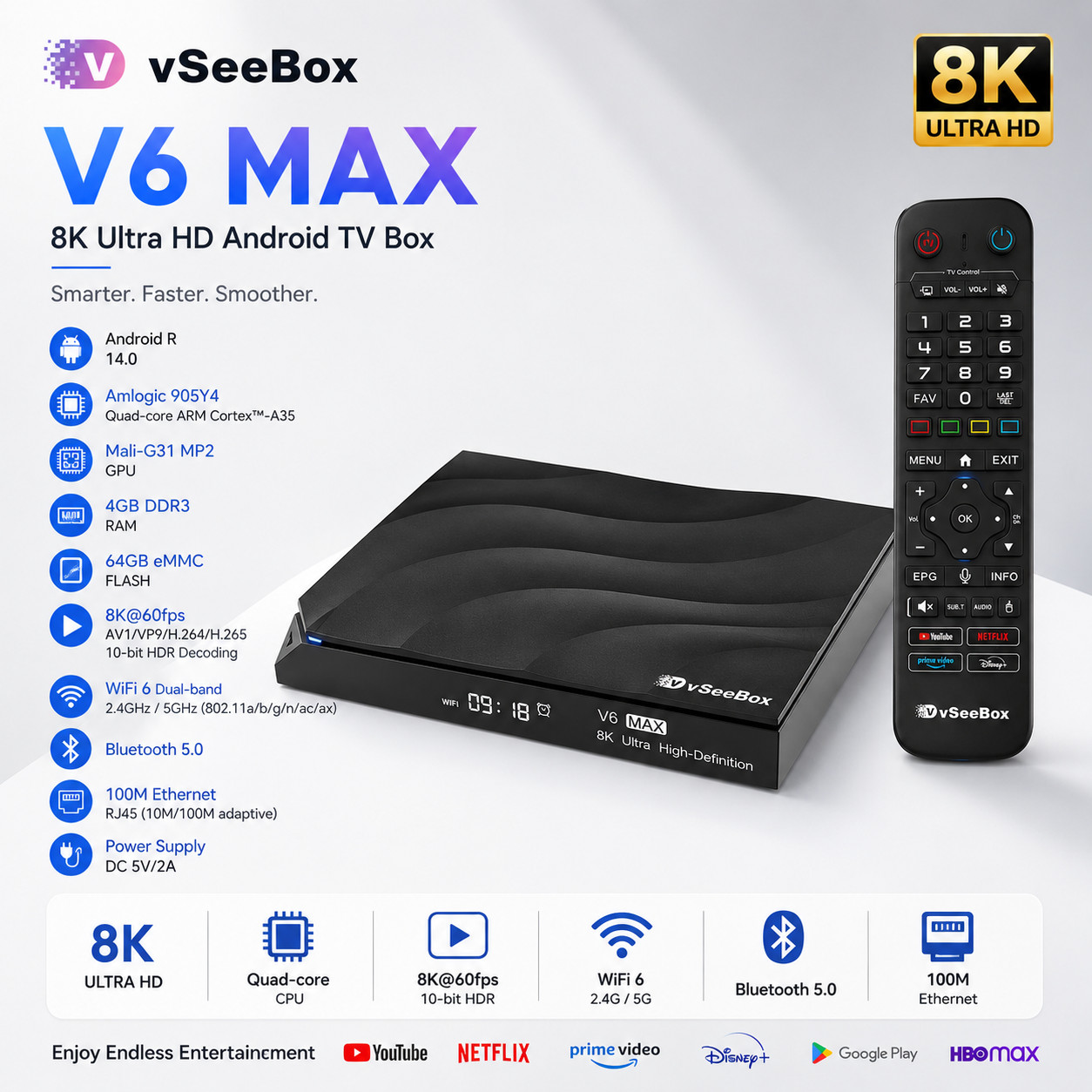 vSeeBox V6 Max Smart Box, Authorized Dealer, Local Fast Ship,Free Express