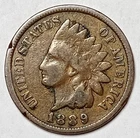 Indian Head Penny Lot of "1" VERY NICE 1889 GOOD OR BETTER°$ FREE SHIPPING $#V22