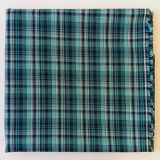 Teal Blue And Navy Plaid Cotton Woven Fabric 2yd x 59"