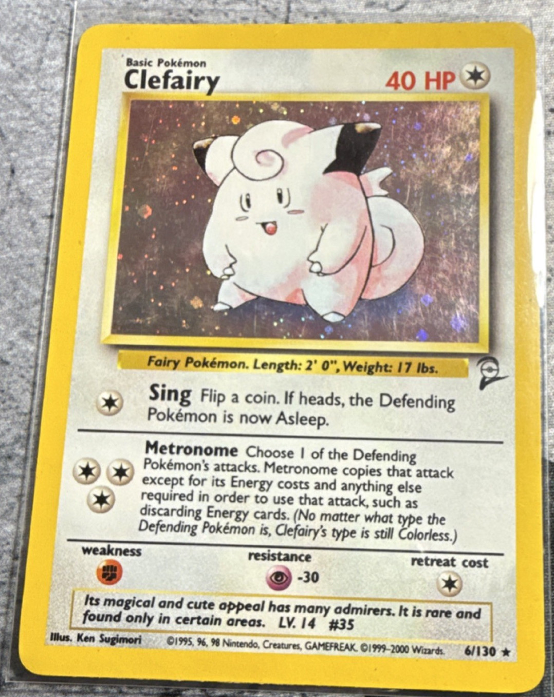 Pokemon TCG Clefairy Base Set 2 Holo Rare 6/130 English 2000 40 HP WOTC