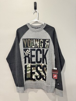 Y2K Young & Reckless Men s Crewneck Sweatshirt Size L Swag Era Big Graphic NWT