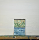 Original OOAK ACEO Abstract Gouache Painting Gold Blue Mini Art Card ATC — photo 3
