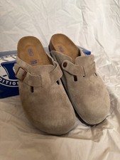 Birkenstock Boston Taupe Suede Soft Footbed Clogs Size 39 W8 M6 Narrow Fit New