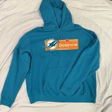 Dolphins Miami NFL Football Team Hoodie Men’s XL Sweatshirt Blue Orange White