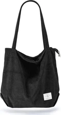 KALIDI Women Corduroy Tote Bag Zipper Casual Tote'S Handbag Big Capacity Shoulde