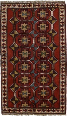 4X7 Handmade Wool Tribal Oriental Rug Orange-Red Geometric Farmhouse Carpet