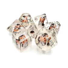 Old School Dice Dice Poly Set Brown Owl w/Silver (7) New