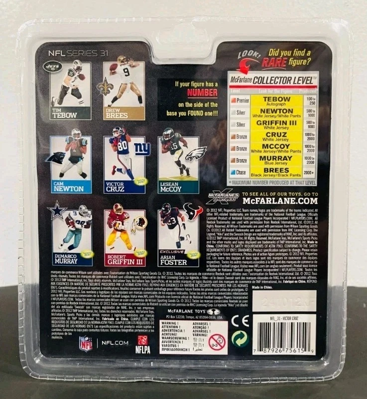 Receptor largo McFarlane Sports Picks 2012 NFL 31 Victor Cruz New York Giants #80 - Imagem 2 de 2