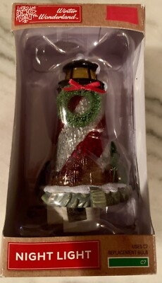 Christmas Lighthouse Nightlight. New in Box. C7Bulb Included.