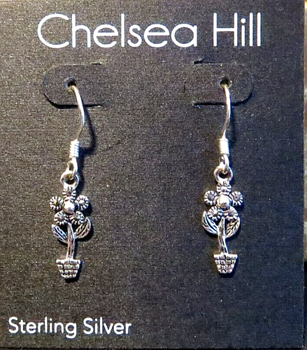 New Sterling Flower Earrings-Chelsea Hill #3160 - Picture 1 of 6