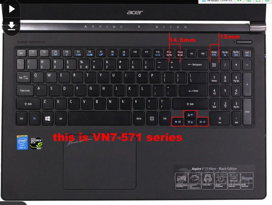 Keyboard Skin Cover for Acer Aspire V15 Nitro,VN7-571G,VN7-571,VN7-591,VN7-591G - Image 3 of 4