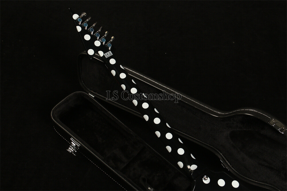 FLYING V / RANDY V 的ボディ Randy Rhoads Flying V Electric Guitar Black&White Polka Dots