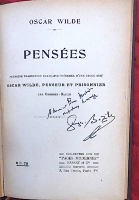 Pensées par Oscar WILDE Première traduction française 1910 Georges BAZILE  58 - Photo 1/3