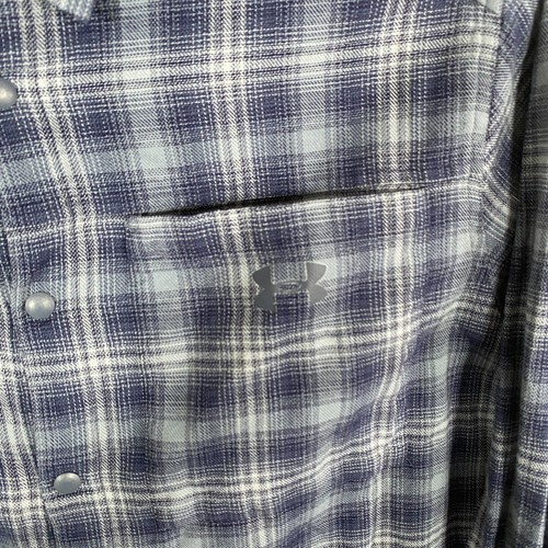 Under Armour Shirt Mens XL Blue Tradesman Flex Flannel Snap Button Up Plaid - Picture 3 of 10