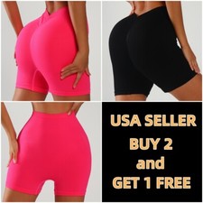 Women's Back V Cut Push Up High Waist Yoga Shorts Sports Pants Gym Workout