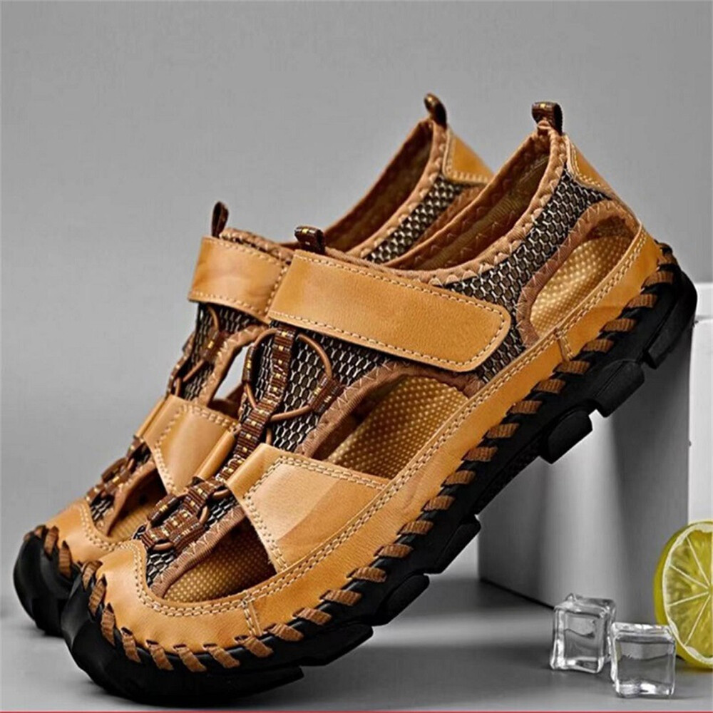 Men\'s Brown Sport Sandals Outdoor Hiking Sandals Closed Toe Leather Athletic Men main image 3