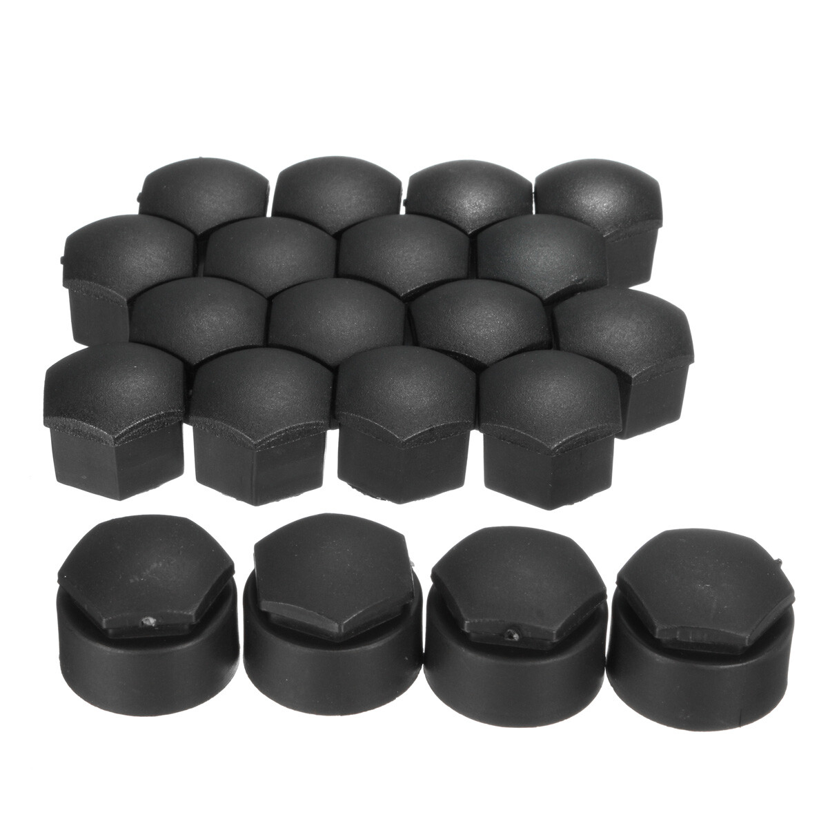 20x Matte Black 17mm Wheel Lug Bolt Nut Cap Cover+Removal Tool Key For