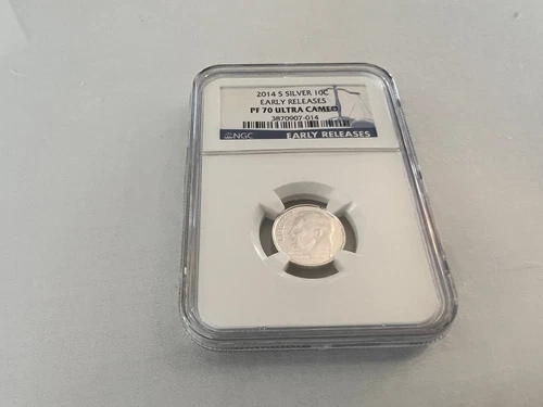 2014-S SILVER ROOSEVELT DIME E.R. NGC PF70 ULTRA CAMEO "BLUE LABEL" TOP POP