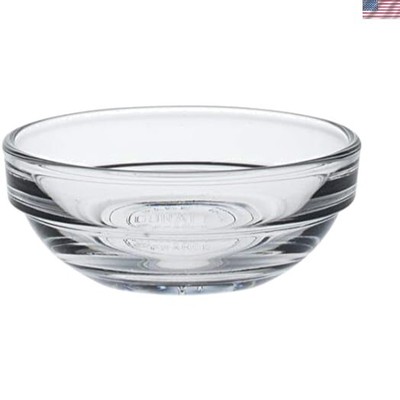 Lys Stackable Glass Bowls - Set of 4, 1 oz. Clear Heart Bowls for Desserts
