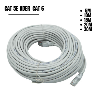 Netzwerkkabel DSL Cat6/Cat5e/Cat5  Internet LAN Kabel 5 10 15 20 25 30 40 50 60m