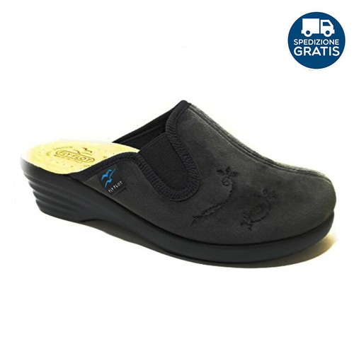 CIABATTE PANTOFOLE FLY FLOT DONNA scamosciata con elastico e ricamo  art.L8860 PB | eBay